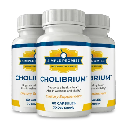 3 bottles of Cholibrium — most popular 90-day supply with free shipping and 3 bonus guides