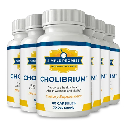 6 bottles of Cholibrium — best value 180-day supply with free shipping and 3 bonus guides