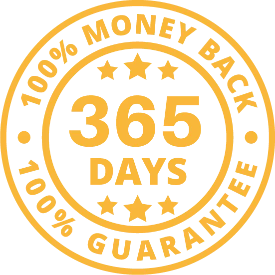 Cholibrium 365-day 100 percent money-back guarantee seal
